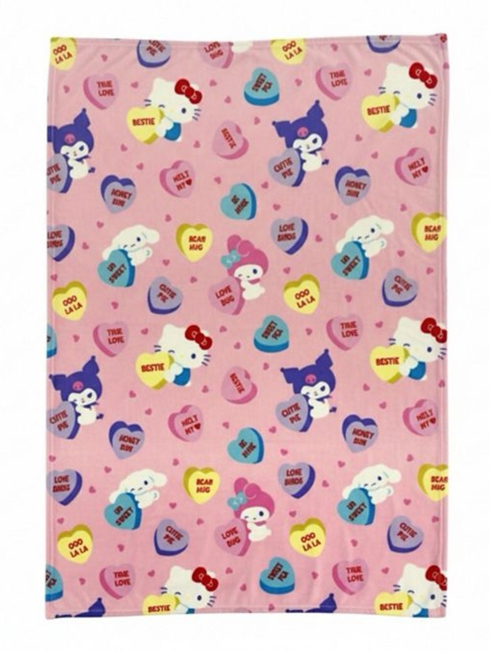 Hello Kitty Cutie Kitty Candy Hearts Sweetheart Fleece Throw Blanket